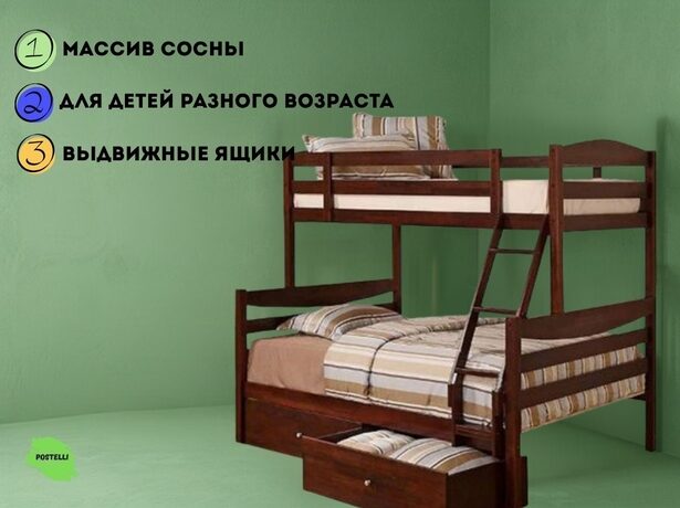 Двухъярусная кровать трансформер Велес Универсум-1 с ящиками