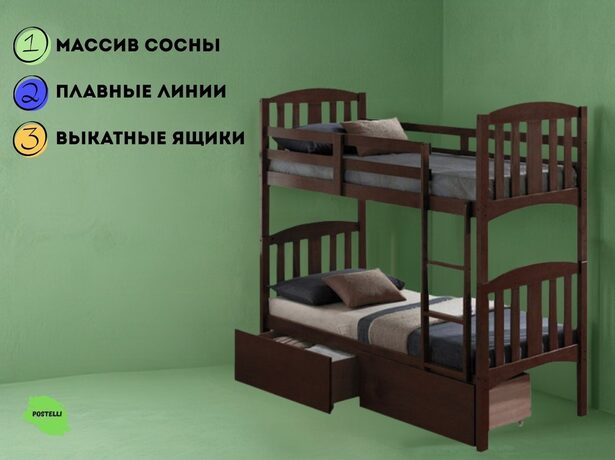 Двухъярусная кровать трансформер Велес Мирослава с ящиками
