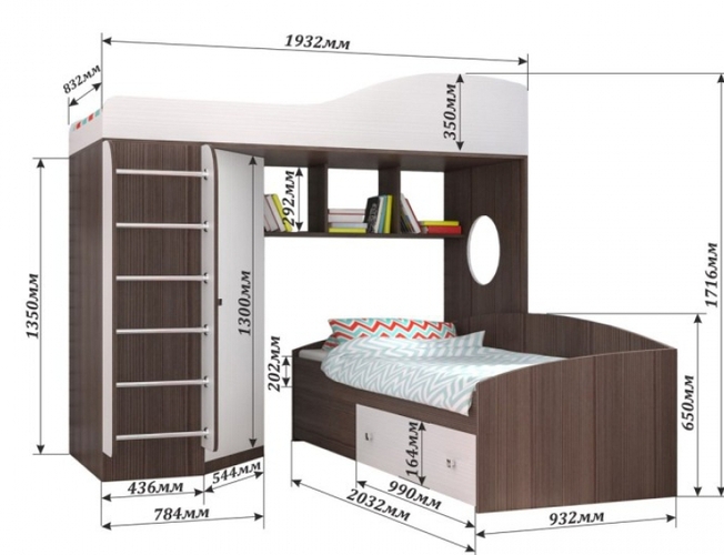 Кровать-чердак с лестницей Ярофф Москва