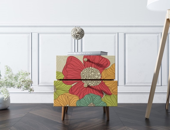 Тумбочка Berber с двумя ящиками 05 принт (Арт BB03/Print_05)