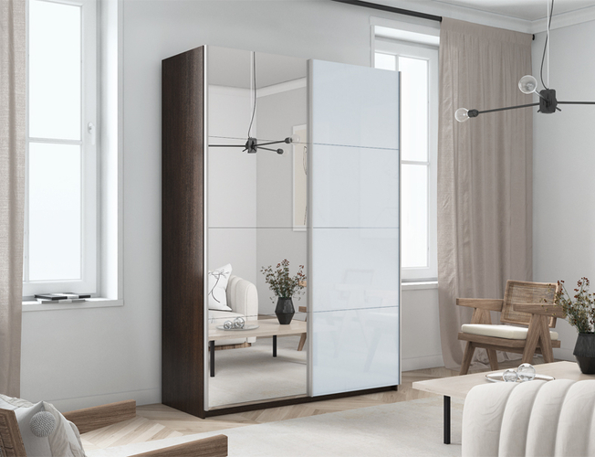 Шкаф-купе Прайм 2-х дверный (стекло, зеркало), Венге