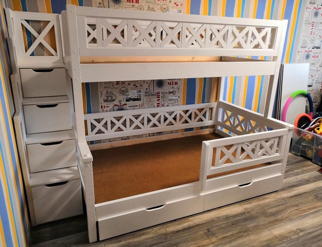 Кровать двухъярусная Велес Прованс с ящиками, в интерьере