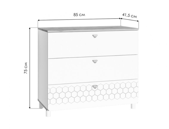 Комод Эльга/Моби Эйп белый шагрень / дуб белый