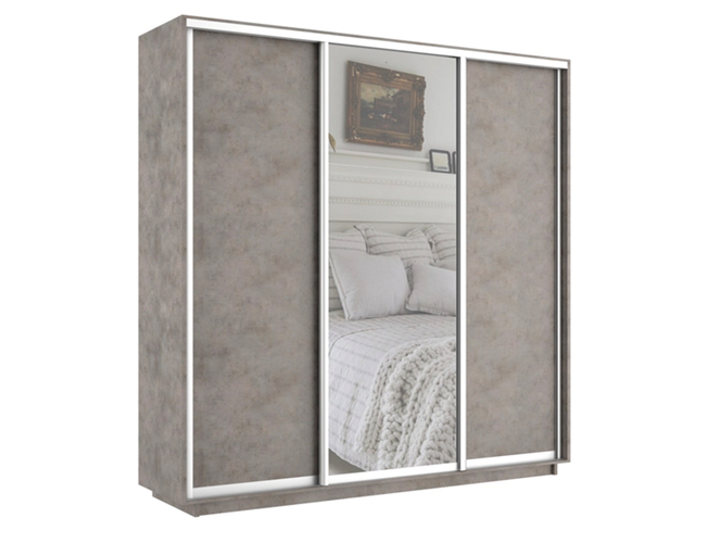 Шкаф-купе Экспресс Люкс 3-х дверный (ЛДСП, зеркало), Бетон