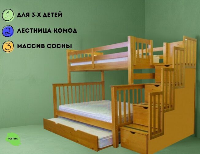 Кровать двухъярусная Велес Атланта-3 с выкатным местом