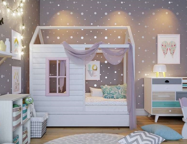 Детская кровать-домик Велес Париж с ящиками