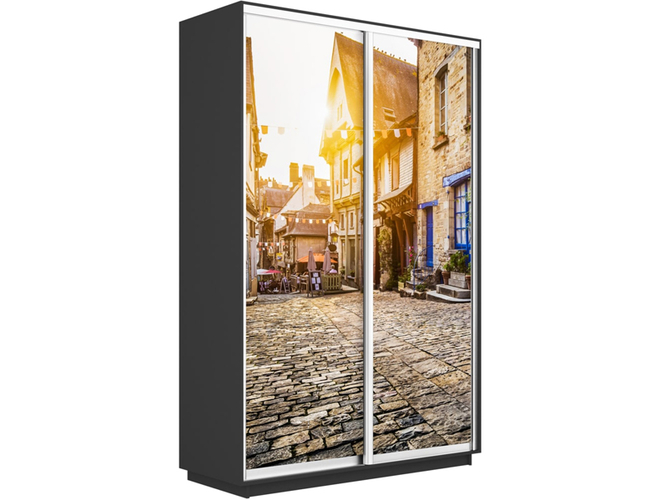 Шкаф-купе Экспресс Люкс 2-х дверный (Фото №1022 Улица), Серый диамант