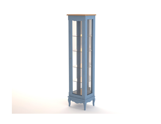 Голубой высокий шкаф Leontina для посуды