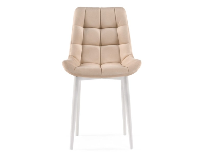 Стул на металлокаркасе Челси велюр бежевый/белый (Арт.502083)