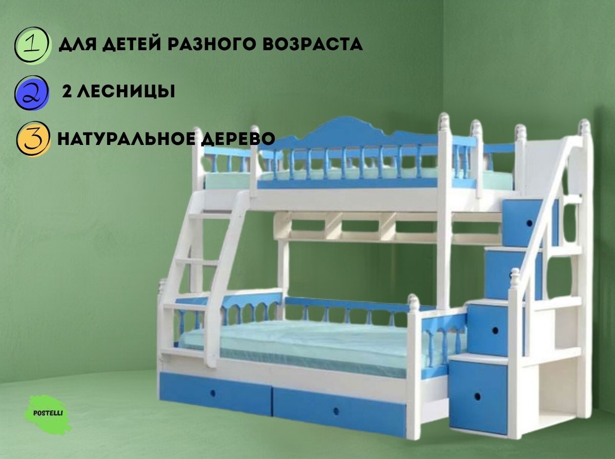 Двухъярусная кровать Аврора с ящиками